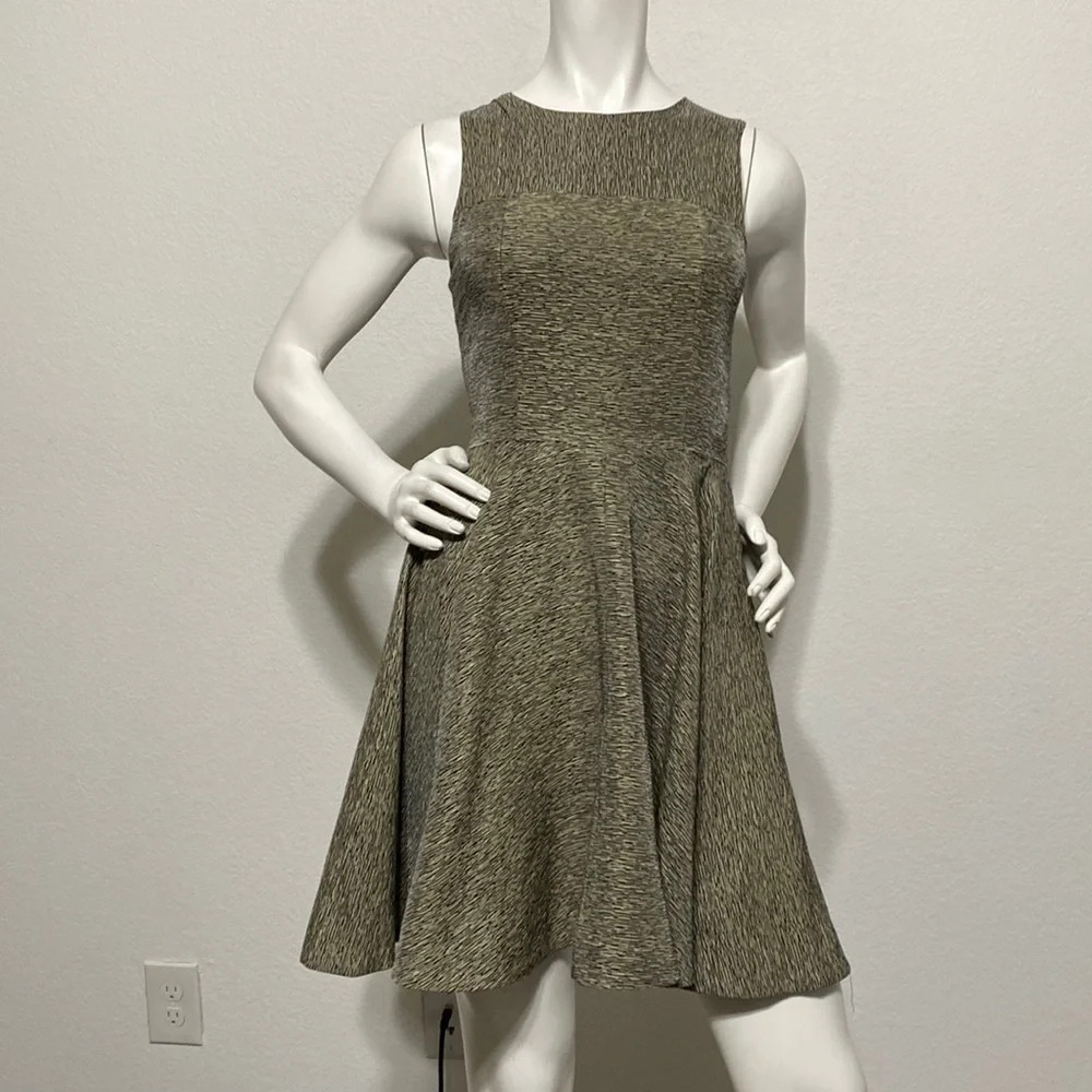 Armani Exchange Silk Blend Heathered Grey Fit and Flare Dress - Size 0
